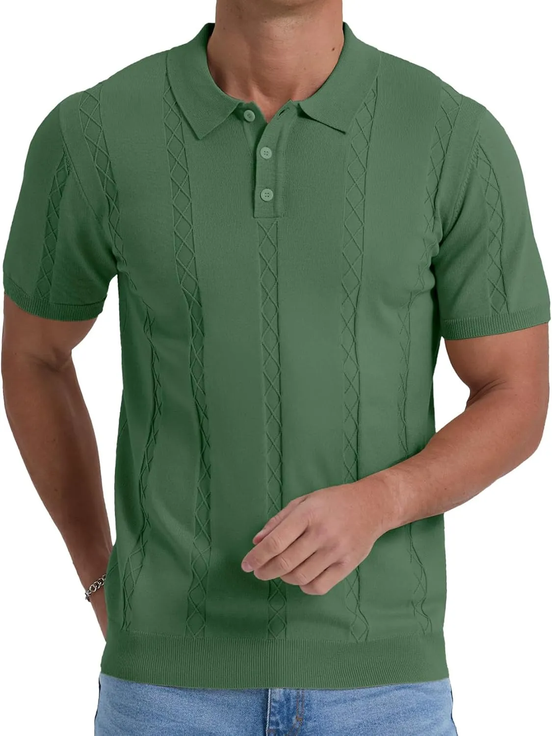 Sailwind Mens Knit Polo Shirts Short Sleeve Ribbed Textured Polo Shirt Casual Golf Shirts Collared T Shirt