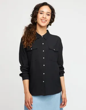 Snap Front Western Shirt Black