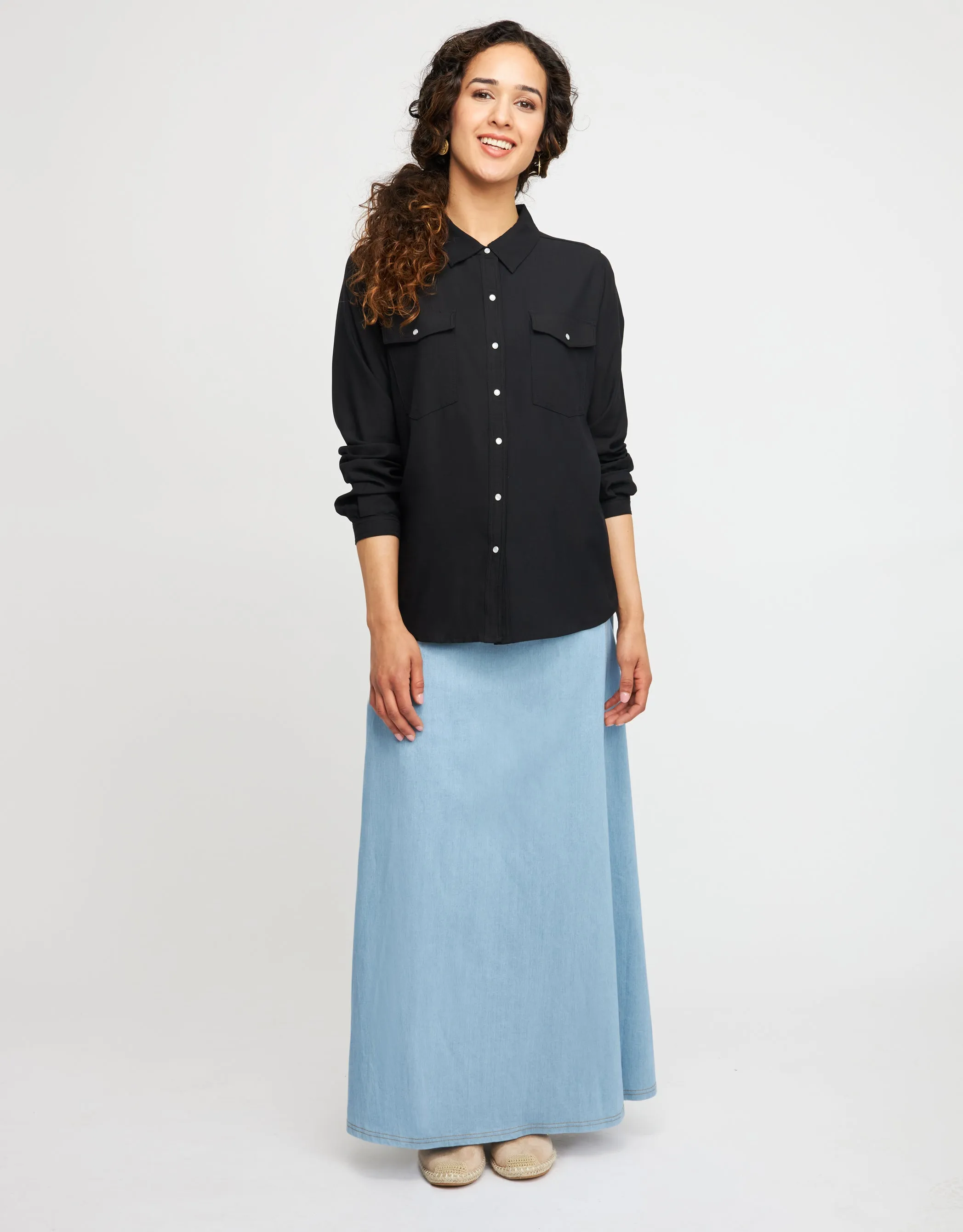 Snap Front Western Shirt Black