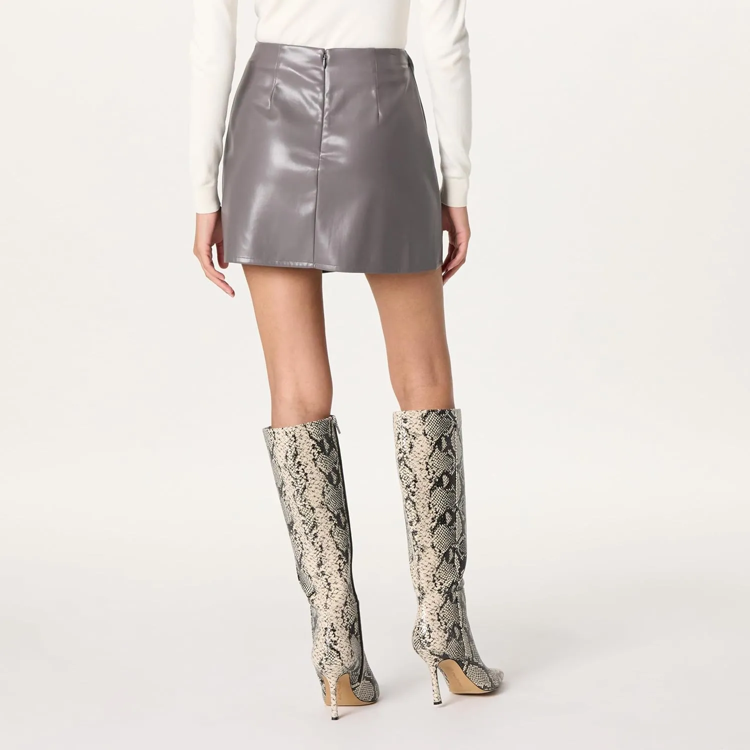 The Drop Women's Portia Vegan Leather Mini Wrap Skirt