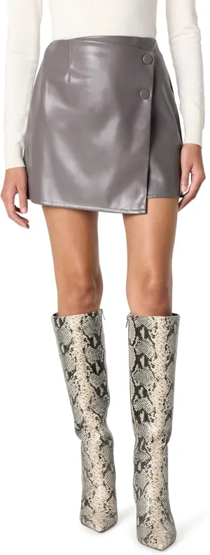 The Drop Women's Portia Vegan Leather Mini Wrap Skirt