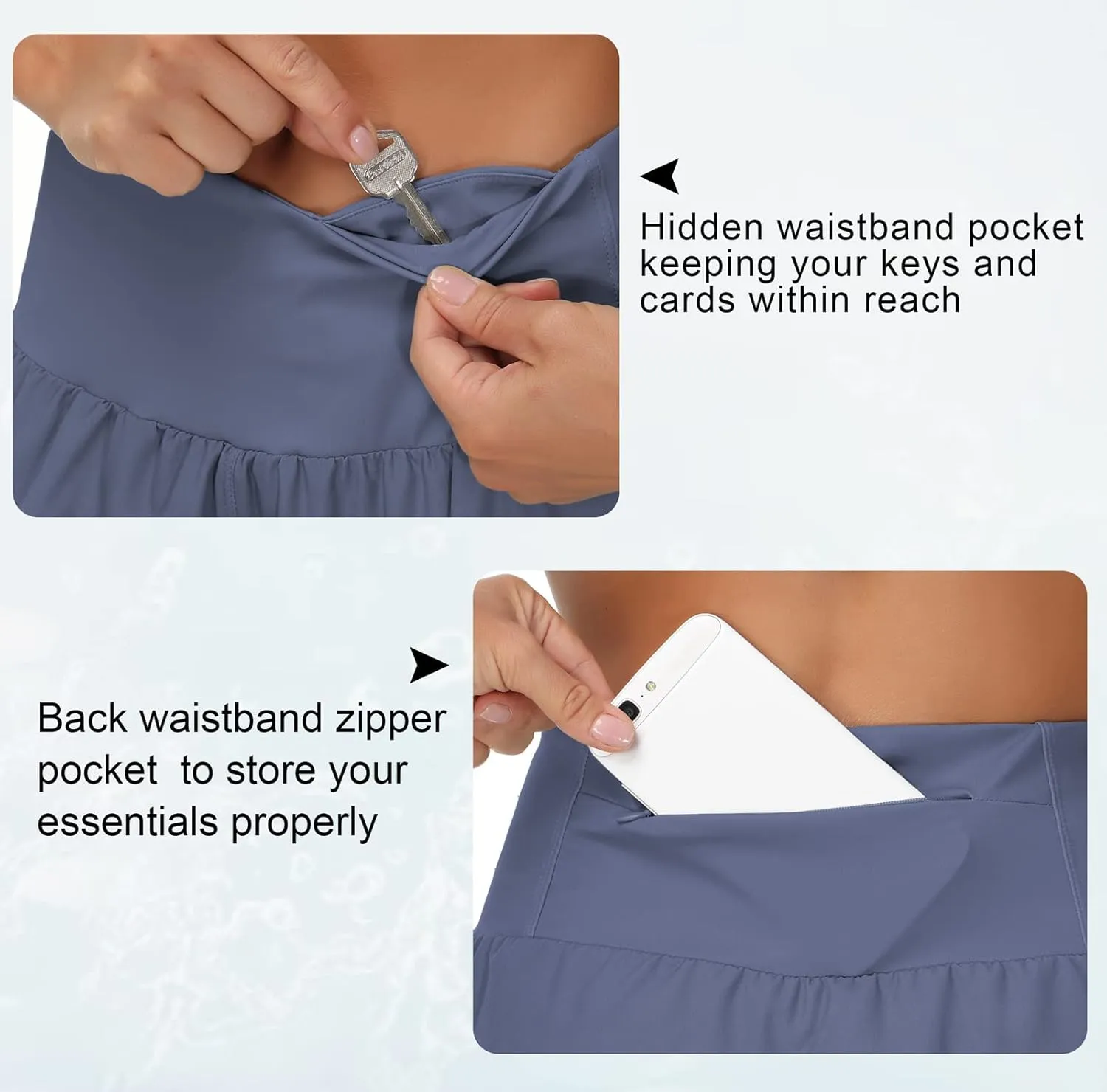 THE GYM PEOPLE Womens High Waisted Running Shorts Quick Dry Athletic Workout Shorts with Mesh Liner Zipper Pockets