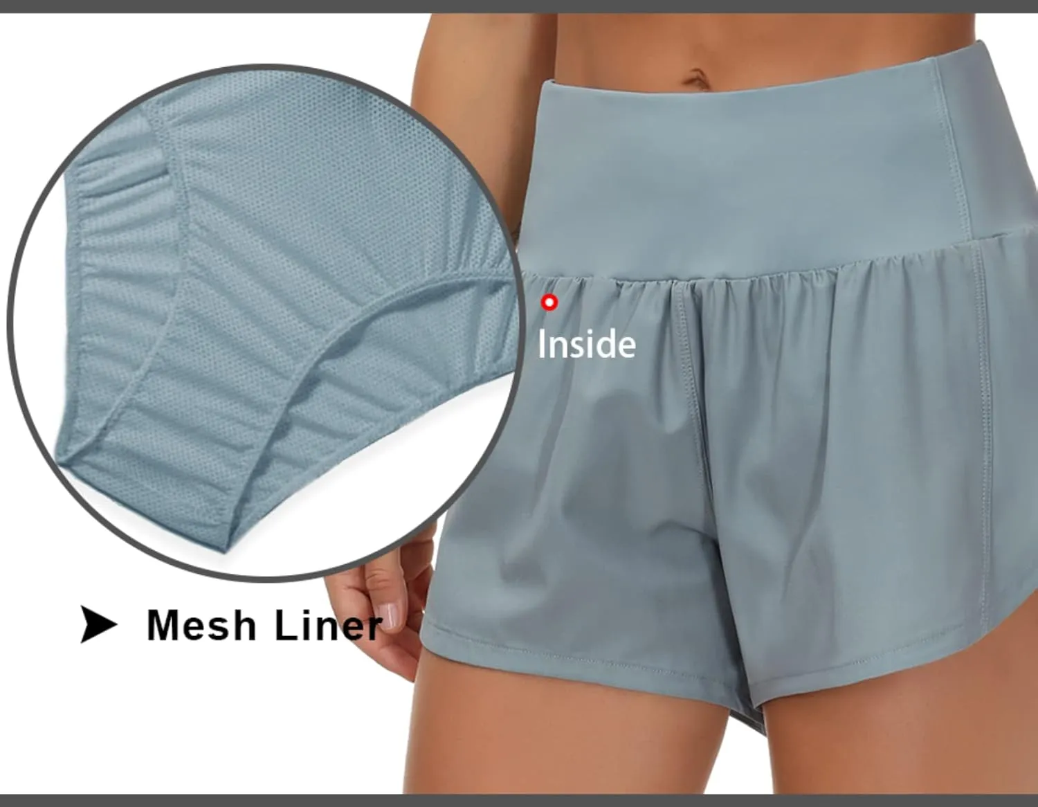 THE GYM PEOPLE Womens High Waisted Running Shorts Quick Dry Athletic Workout Shorts with Mesh Liner Zipper Pockets