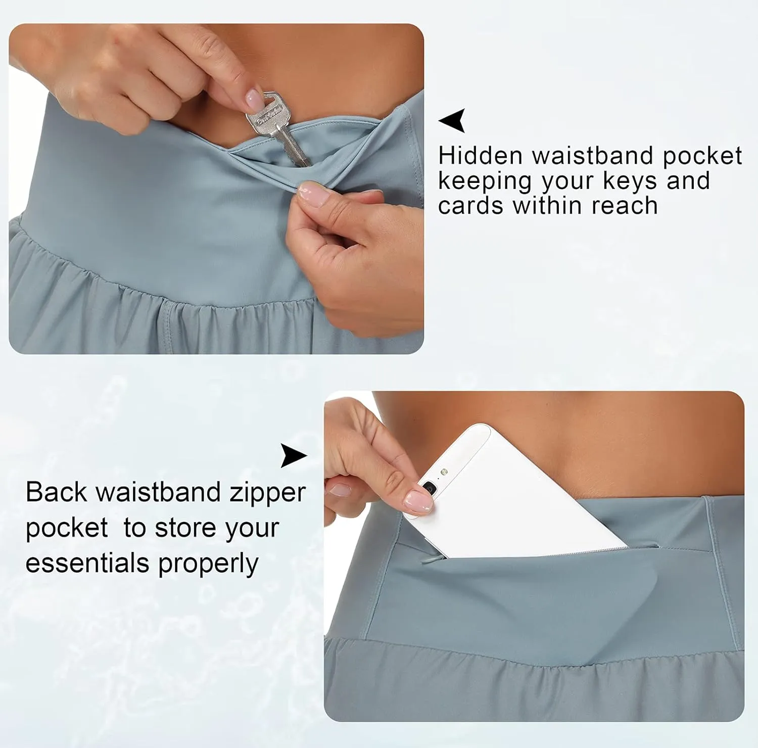 THE GYM PEOPLE Womens High Waisted Running Shorts Quick Dry Athletic Workout Shorts with Mesh Liner Zipper Pockets