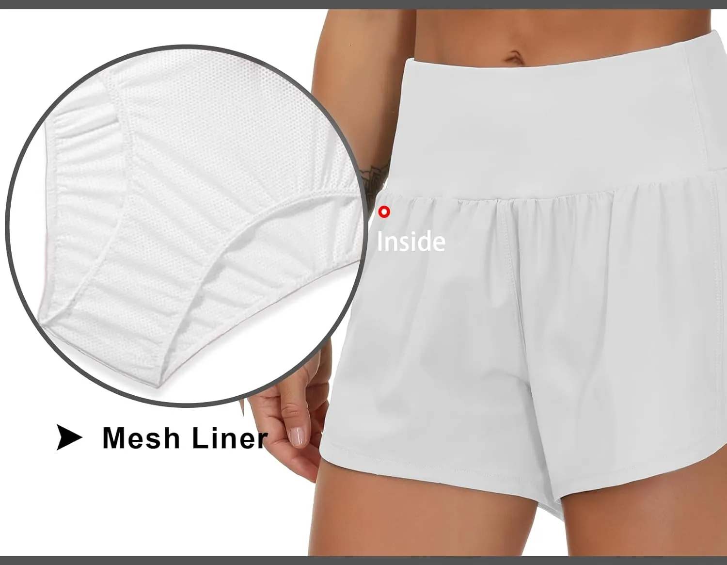 THE GYM PEOPLE Womens High Waisted Running Shorts Quick Dry Athletic Workout Shorts with Mesh Liner Zipper Pockets