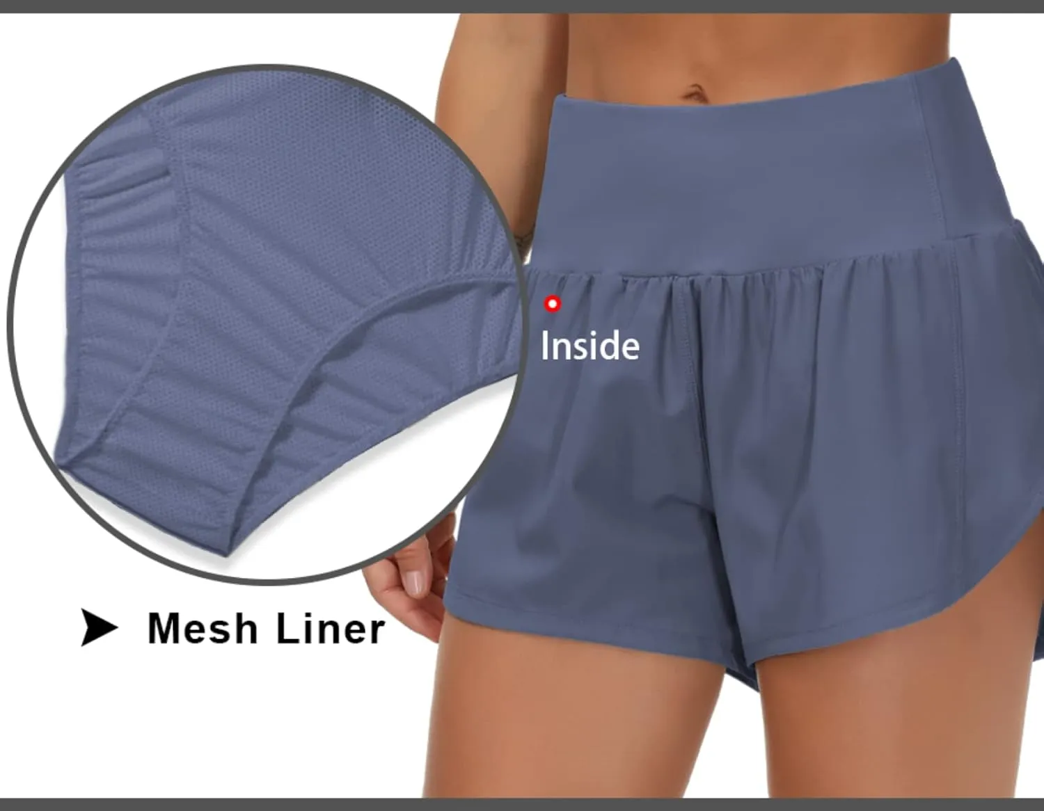 THE GYM PEOPLE Womens High Waisted Running Shorts Quick Dry Athletic Workout Shorts with Mesh Liner Zipper Pockets