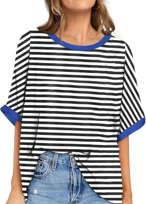 UEU Women Oversized T-Shirt Summer Casual Loose Fit Short Sleeve Basic Tops Workout Gym Tee Shirt