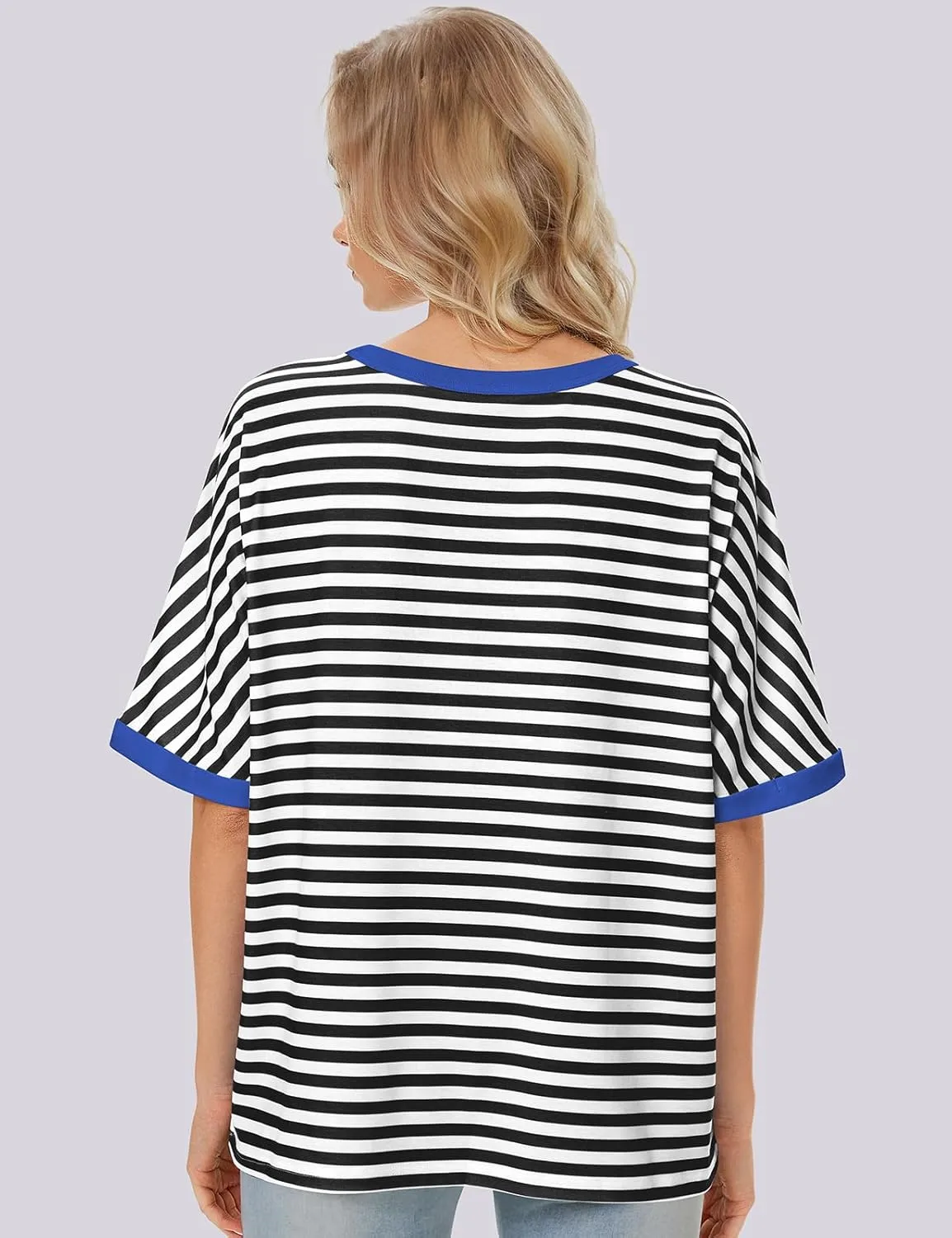 UEU Women Oversized T-Shirt Summer Casual Loose Fit Short Sleeve Basic Tops Workout Gym Tee Shirt