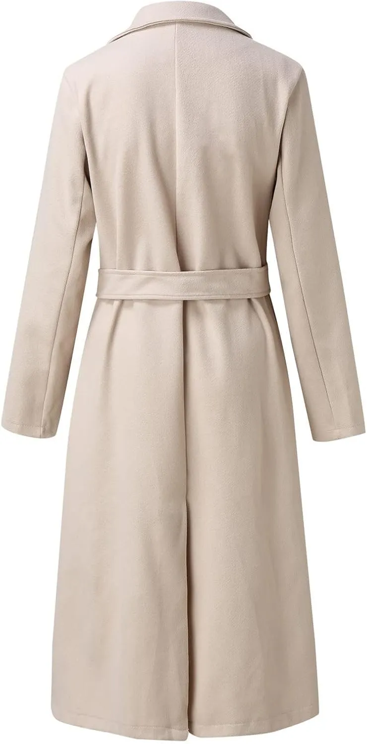 Women's Basic Wool Blend Pea Coats,Essential Double Breasted Midi Wool Blend Pea Coats Blazer Warm Winter Big Jackets