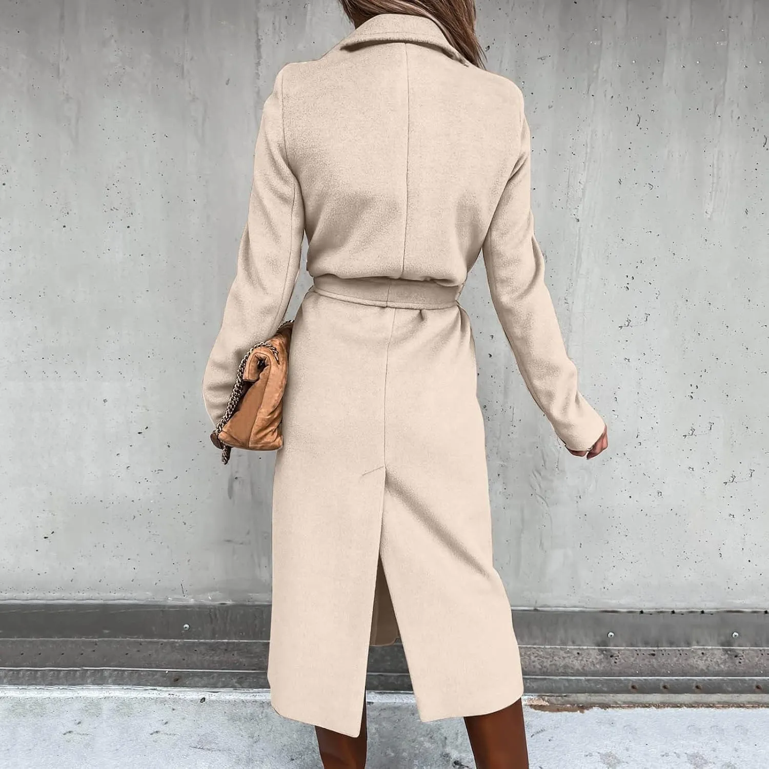Women's Basic Wool Blend Pea Coats,Essential Double Breasted Midi Wool Blend Pea Coats Blazer Warm Winter Big Jackets