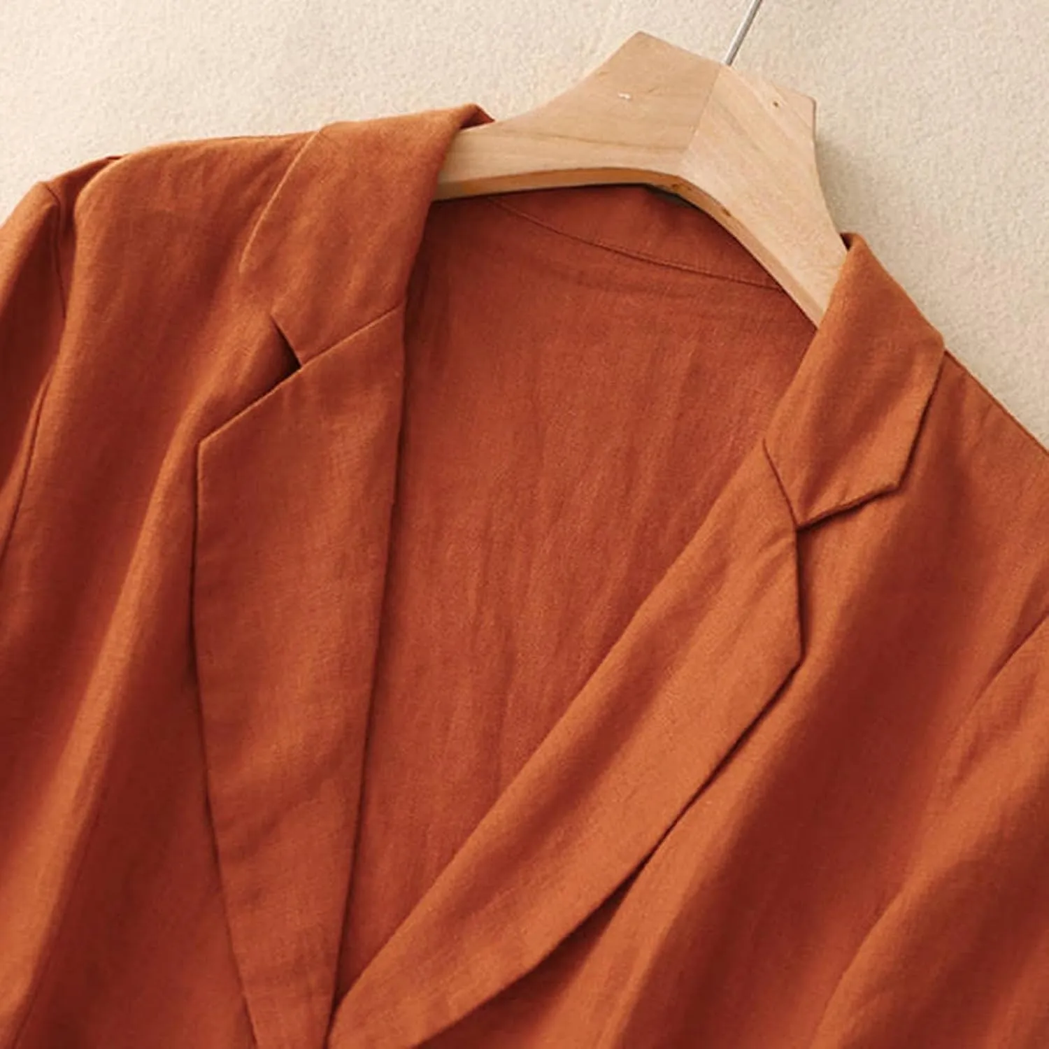 Womens Cotton Linen Blazer Notch Lapel Single Breasted Suit Coat Jackets Boyfriend Loose Casual Comfy Blazer Jacket