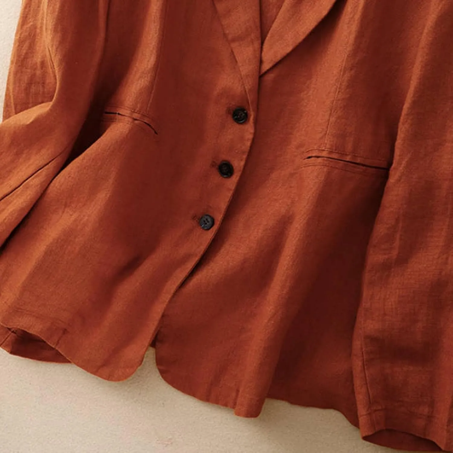 Womens Cotton Linen Blazer Notch Lapel Single Breasted Suit Coat Jackets Boyfriend Loose Casual Comfy Blazer Jacket