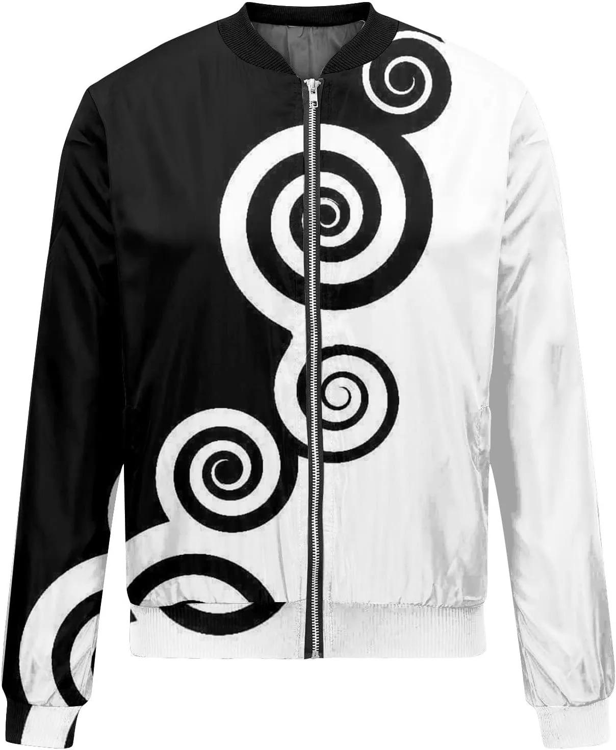 Women's Floral Print Bomber Jacket Cropped Jacket Long Sleeve Zipper Up Party Club Jacket Windbreaker Outerwear