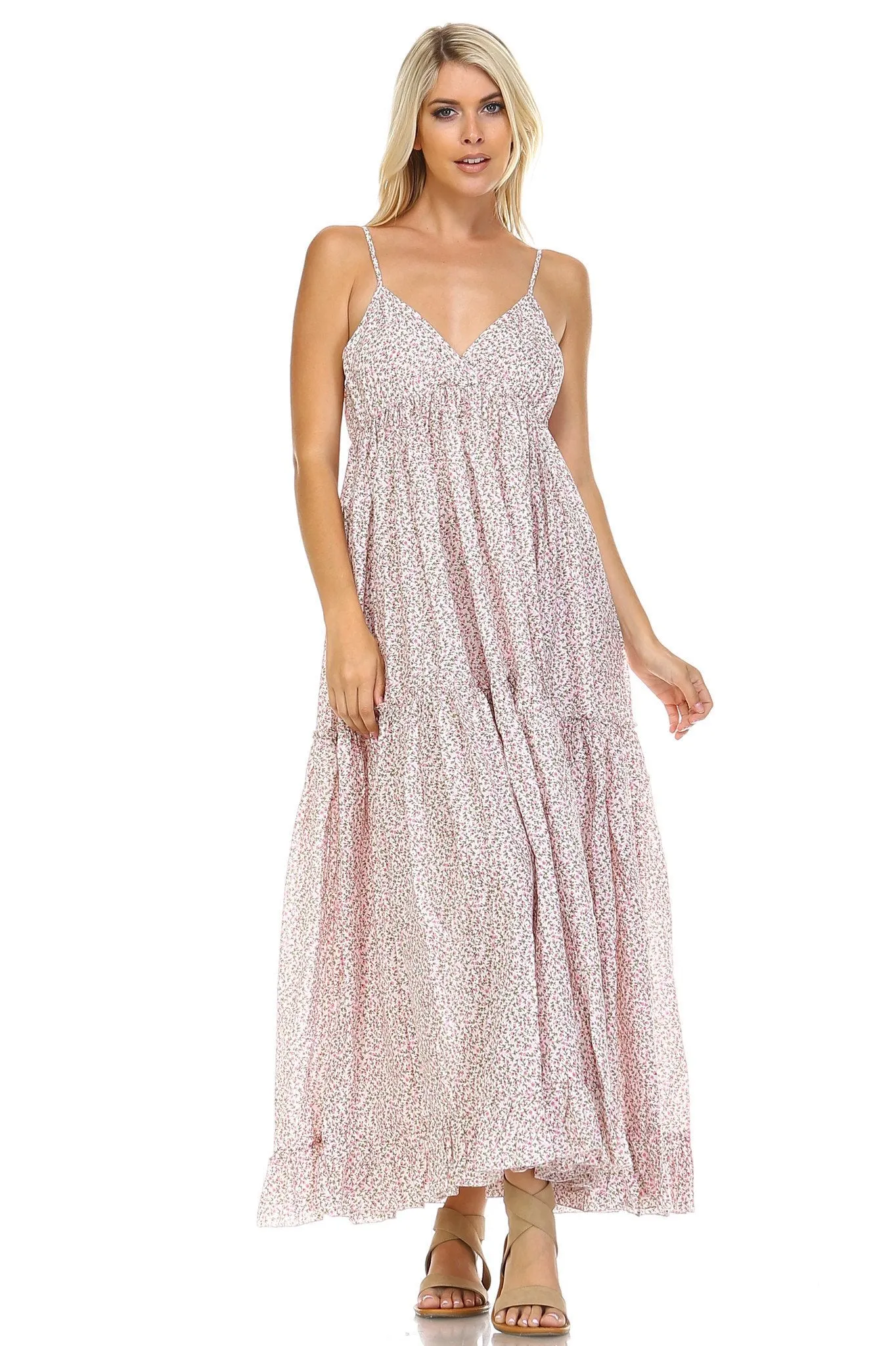 Women's Floral Printed Tiered Maxi Dress