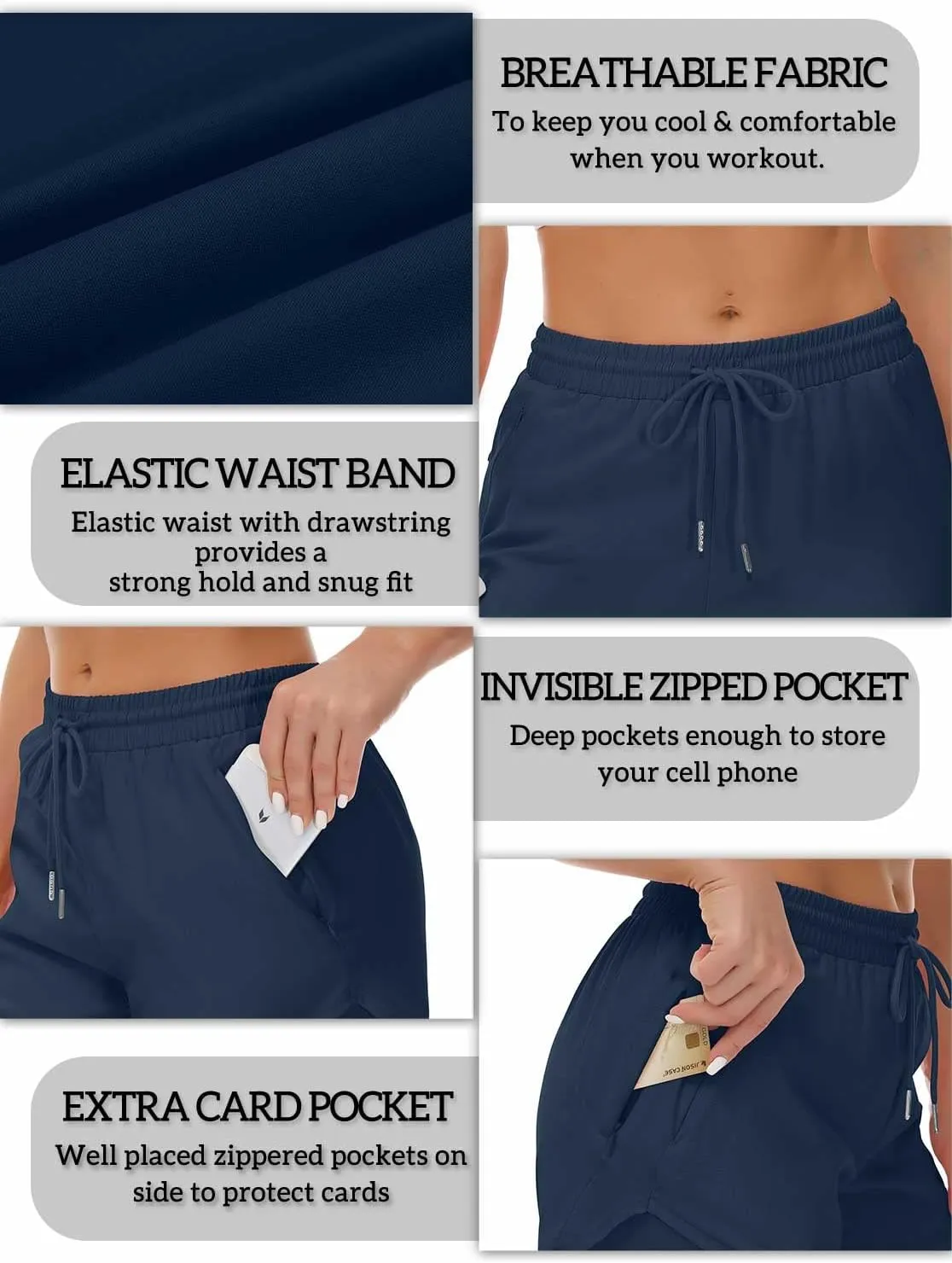 Women's Running Shorts with Liner 3 Zipper Pockets Elastic Workout Athletic Gym Yoga Shorts