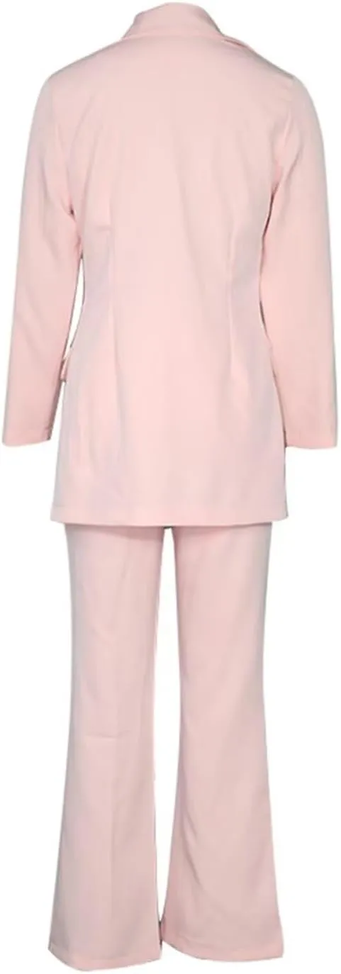 Women's Two Pieces Suit Set One Button Jacket and Pants Solid Business Office Lady Tuxedos