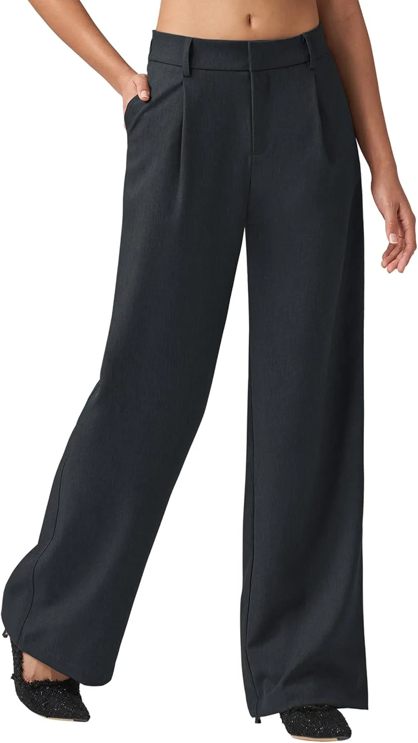 Women's Wide Leg Work Dress Pants High Waisted Casual Slacks Business Office Pants with Pockets 29"/31"