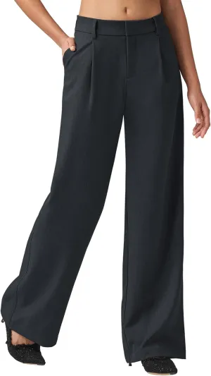 Women's Wide Leg Work Dress Pants High Waisted Casual Slacks Business Office Pants with Pockets 29"/31"