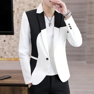 xiangtuibao Men Casual Blazer Stitching Color Business Slim Fit Suit Coat High Quality Long Sleeve Male Formal Single Buckle Suit Jacket